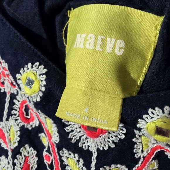 Anthropologie Maeve Navy Midi Swing Dress with Embroidery Sz 4 - Picture 7 of 7